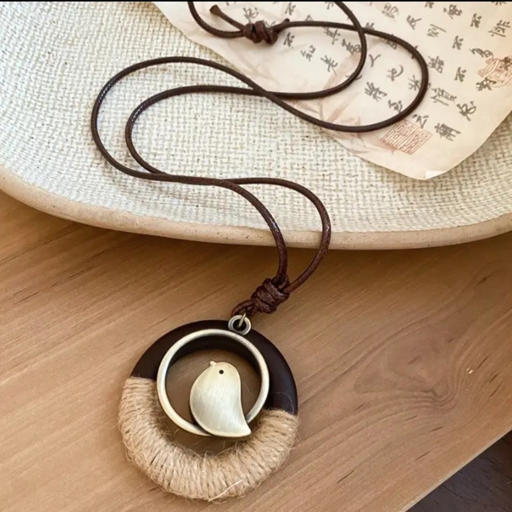 Artisan Brown and Gold Pendant Necklace Collection - Picture 4 of 10